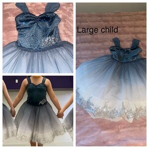 Blue and White Child's Dress with Sequins